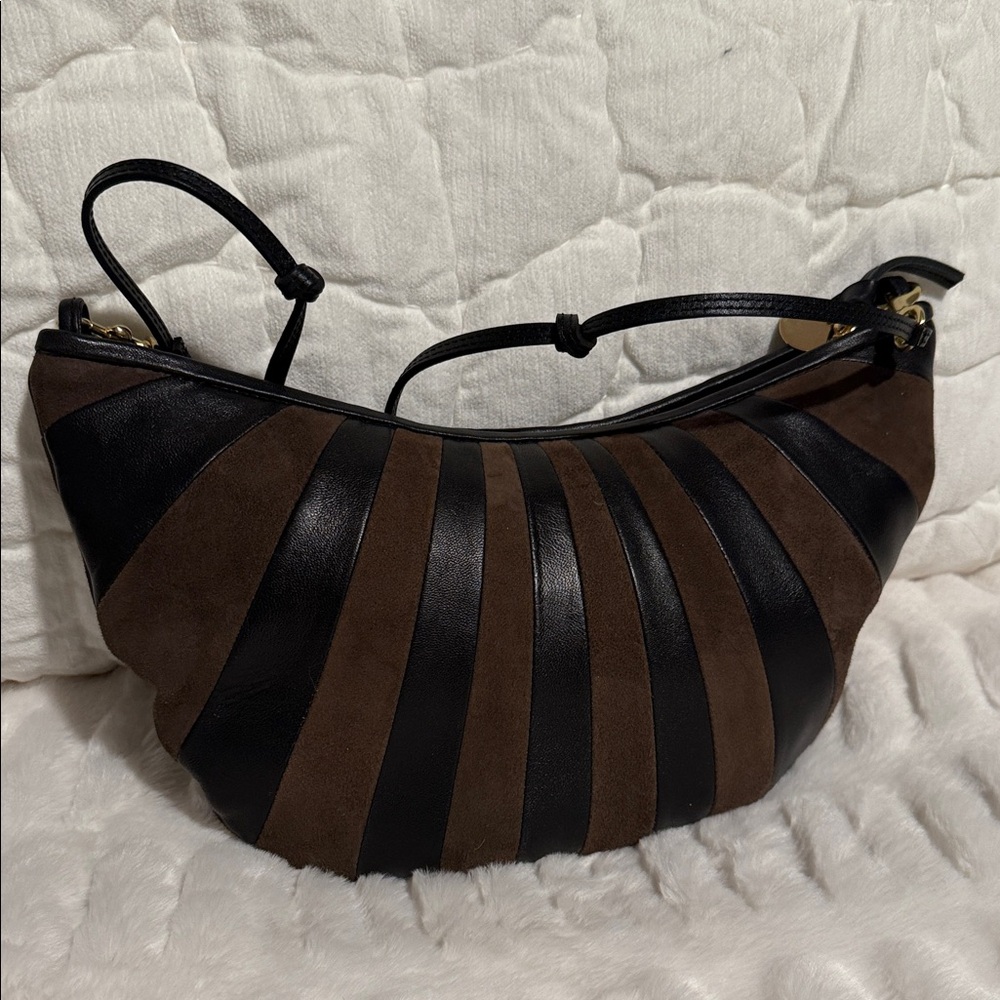 Clare V Lune Brown and Black Suede & Leather Bag